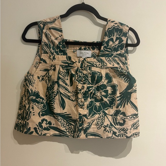 Olivia by Livro Nellie Button Tank Top in Tropicalia Blush & Green Size Small - Picture 4 of 7